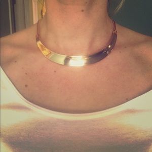 NWOT LOFT gold and brown leather adjustable choker